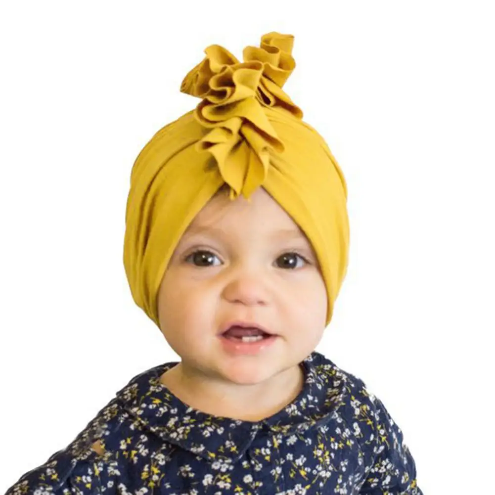 

Breathable Solid Color Spring Summer Knot Cotton Baby Hat Newborn Infant Cap New