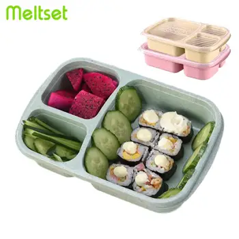 

Japanese Lunch Box Reusable Wheat Straw Plastic Food Containers For Sushi Fruit Storage Box Kids Lunch Bento Box