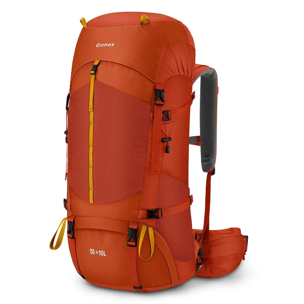Gonex 55/65L альпинистский рюкзак сверхмощный Открытый походный рюкзак водостойкий рюкзак Кемпинг дождевик входит в комплект - Цвет: Orange red