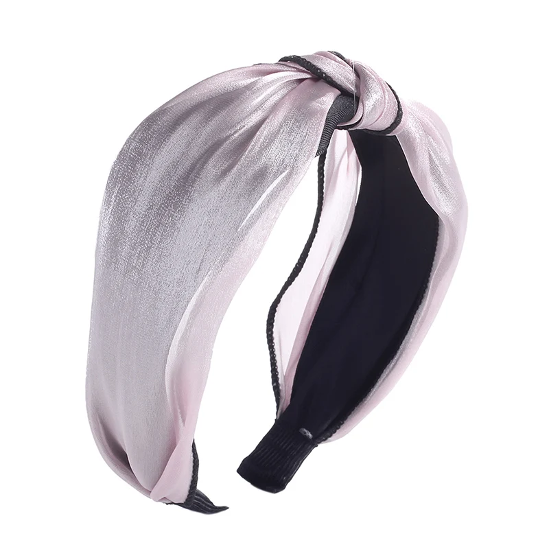 Блестящая женская повязка на голову Haimeikang, простой блестящий элегантный обруч-ободок из перекрещивающихся лент с узлом на макушке