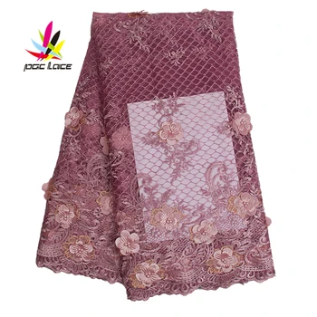 

Ghana Wedding Dresses Beaded Bridal Lace Embroidered Fabric Handmade Flowers for Dress Embroidery Applique Fabric AMY2505B