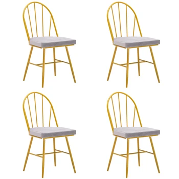 

Spot Iron Dining Chair Arc Back Cushion 4 Piece Set [45x55x84cm] QP2