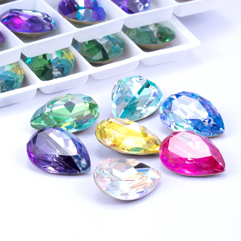 

Shining Color LS Crystal AB Drop Point back K9 Glass Rhinestone Strass for Craft Stones Clothing Jewelry DIy Beads Decoration