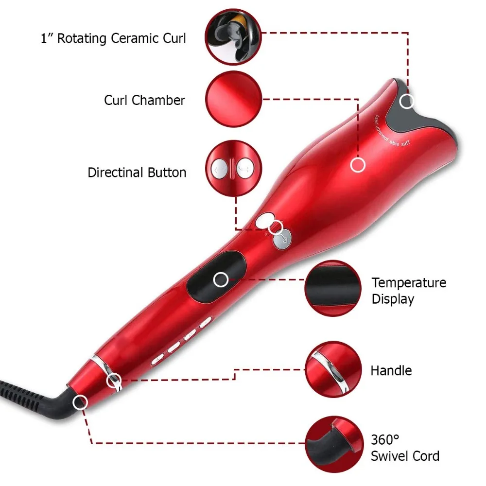 Профессиональные автоматические бигуди для волос Air Spin& N Curl 1 дюймов керамические вращающиеся бигуди Air Hair Curling Iron для всех типов волос