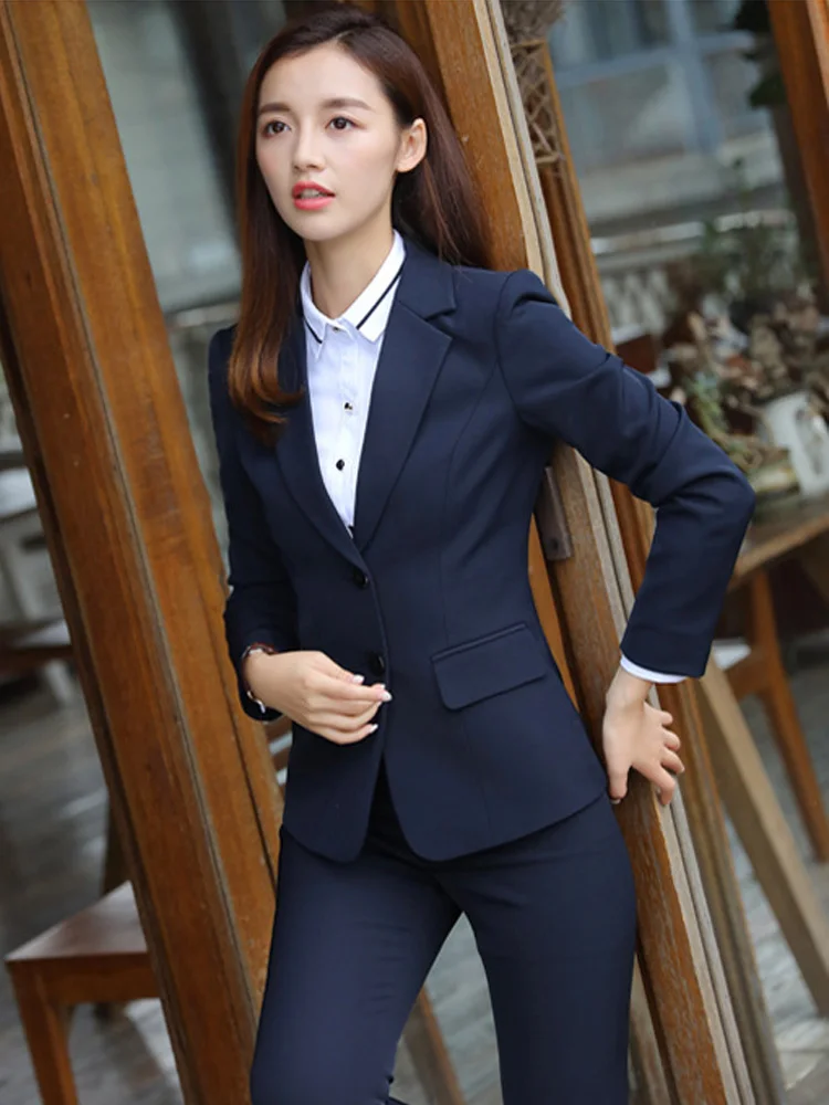blue coat and pant IZICFLY, новинка, весна-осень, формальная юбка, костюм, униформа для женщин, рабочая одежда, элегантный деловой Блейзер и юбка, комплект, офисная одежда - Цвет: blue coat and pant