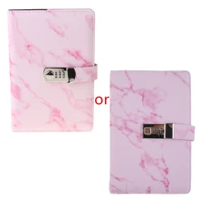 

A5 Marble Texture Password Lock Leather Notepad Agenda Weeks Diary Month Planner School Stationery Gift