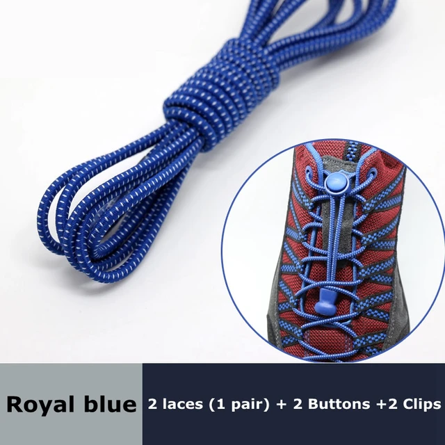 Round Elastic Shoelaces Suitable For Various Shoe Accessories No Tie Shoelace Fixed Stretching Locking Lazy laces 1 Pair Royal blue
