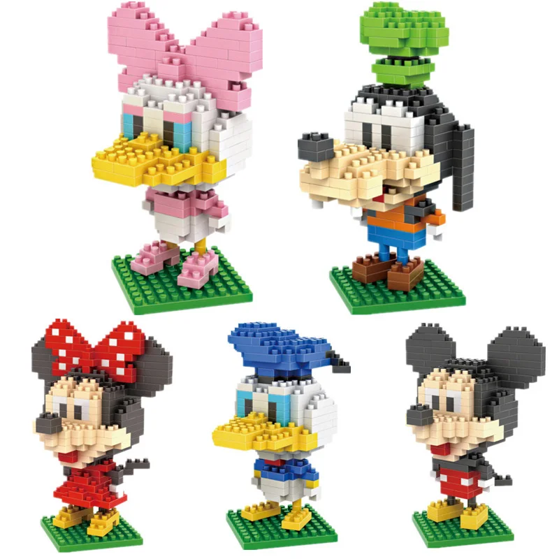 

LNO nano NO compatible legoed Mickey Mouse Donald Duck mini micro blocks model building set Minnie Daisy Pluto dog animals brick