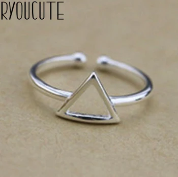 

Boho Vintage 925 Sterling Silver Triangle Rings for Women Lover Finger Ring Valentines Day Gifts