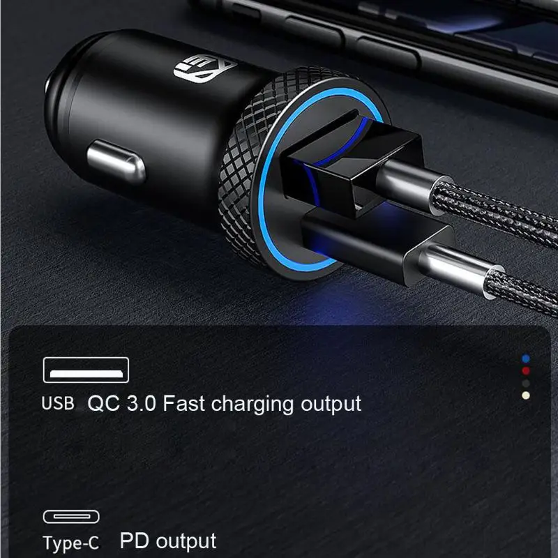 Универсальное быстрое зарядное устройство 3,0 USB Автомобильное устройство для быстрой зарядки USB C type C PD автомобильный адаптер для зарядки для iPhone ipad samsung мобильный телефон