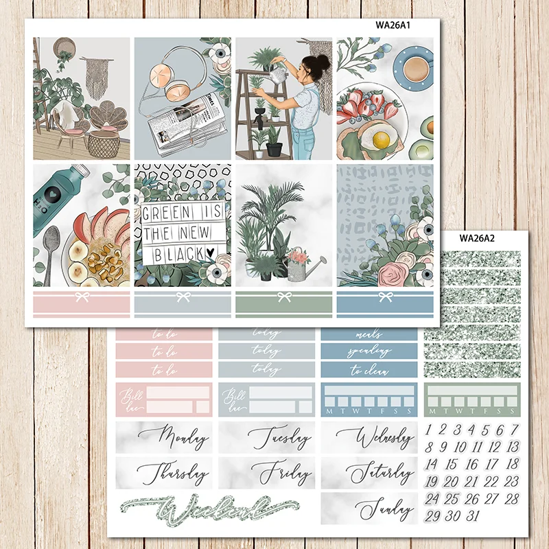 

7sheets/pack Greenhouse girl Weekly Label Decorative Sticker DIY Planner Diary Scrapbooking Album Stickers
