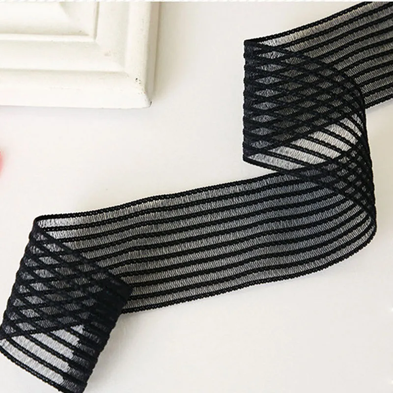 5-Yards-Sewing-Stretching-Elastic-Band-41mm-Width-Black-Lace-Elastic-Ribbon-Waist-Belt-Underwear-Garment