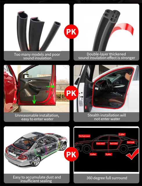 Neue Autotür Gummidichtungsstreifen Doppelschicht Dichtungsklebstoff  Aufkleber Auto Isolierungs Dichtungsstreifen Auto Auto Dichtung Von 5,65 €