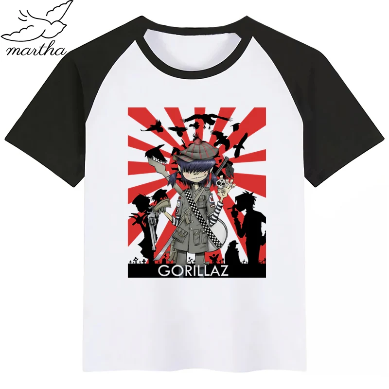 BlackM Gorillaz/детская футболка; летние топы для мальчиков и девочек; повседневная детская футболка с короткими рукавами и принтом с героями мультфильмов; детская одежда - Цвет: BlackM