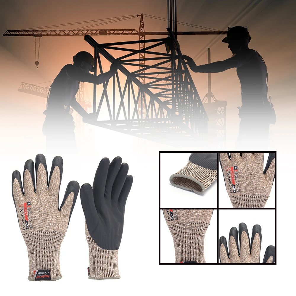 SAFETY-INXS 6 пар Нитриловый уровень 5 рабочие перчатки устойчивые к порезам перчатки кухня 13 калибр защитные перчатки