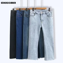 Женская одежда большого размера, брюки, новая осенняя и зимняя одежда, Корейская версия, большие размеры, повседневные синие джинсы в ковбойском стиле