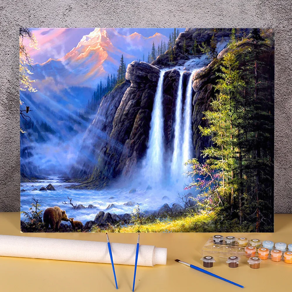 Waterfall Landscape DIY Painting By Numbers Complete Kit Oil Paints 50*
