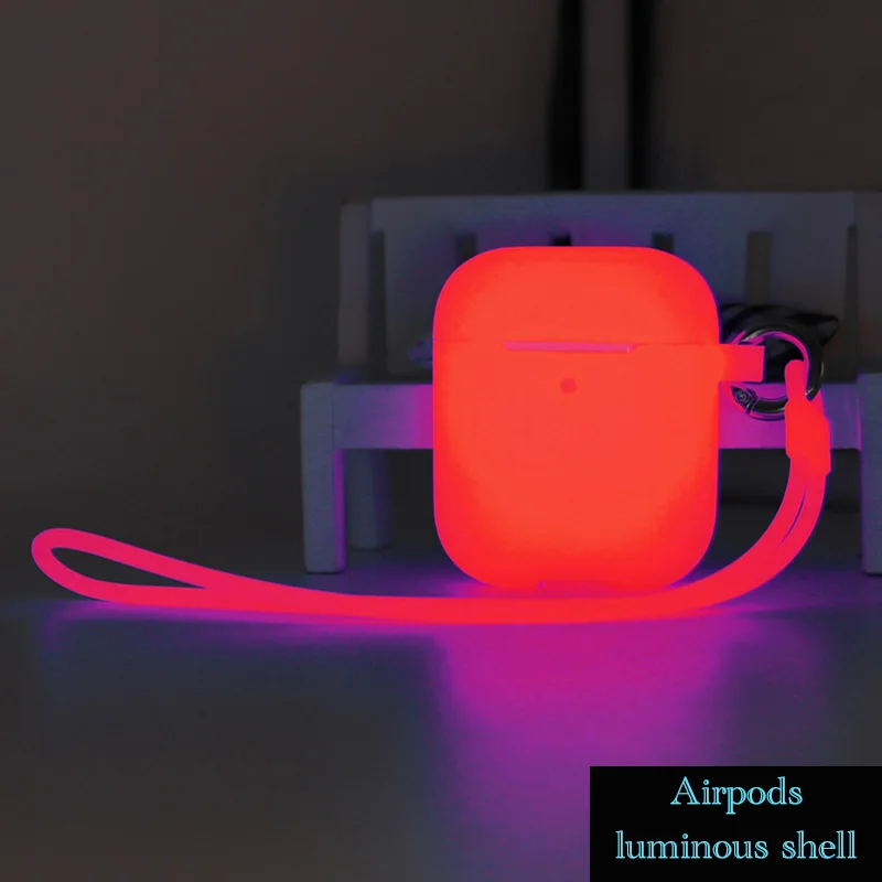 Светящийся сплошной цвет Airpods чехол для Apple Bluetooth гарнитура 1/2 зарядная коробка новые аксессуары для кожи против падения пыли