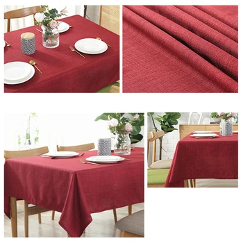 

Solid Color Linen Tablecloth Waterproof Dining Table Cloth Solid Color Living Room Kitchen Decorative Rectangular Table Cloth