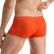 Мужские шелковые гладкие семейные трусы с низкой талией U выпуклые ультратонкие женские прозрачные трусики трусы-боксеры для геев нижнее белье трусы