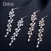 ZAKOL Newest CZ Zirconia Crystal Leaf Long Drop Earrings for Elegant Women Bridal Wedding Jewelry Accessories Gift FSEP2232 ► Photo 3/5