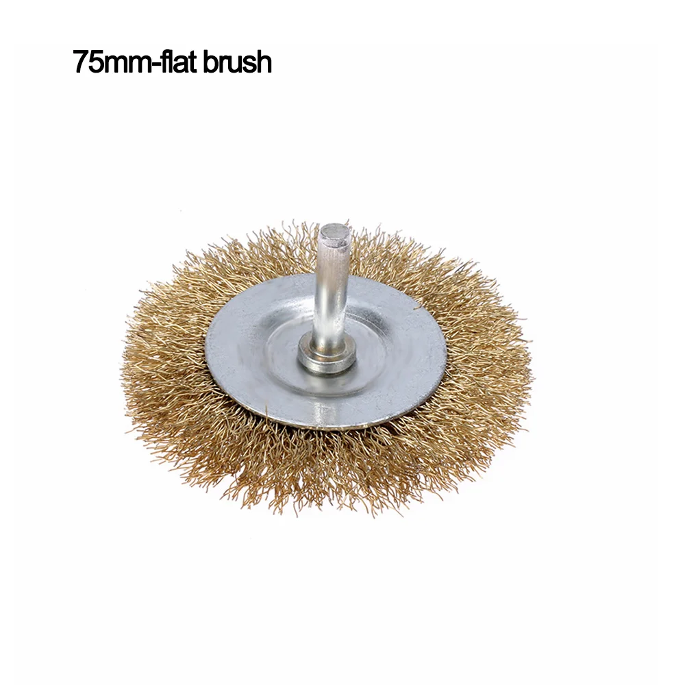 75mm-flat brush Латунные проволочные колеса плоская чашка щетка для удаления ржавчины полировка абразивные для угловых шлифовальных машин шлифовальные диски роторные инструменты - Color: 75mm-flat brush