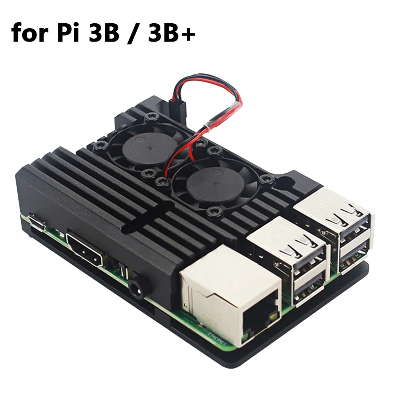 Алюминиевый металлический чехол для Raspberry Pi 4 3 с двумя вентиляторами +