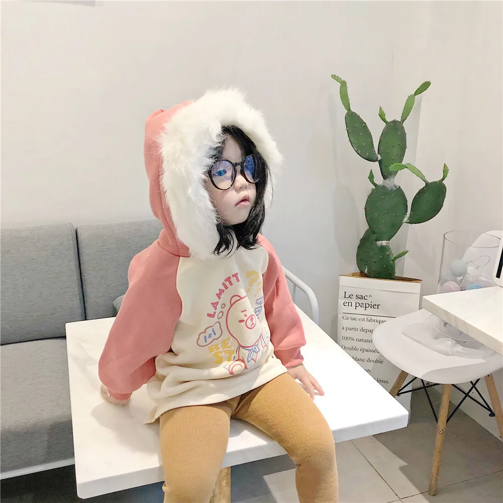Tonytaobaby/зимнее платье; Новинка; детская одежда; вельветовые толстовки с капюшоном; Длинная толстовка с капюшоном для детей; толстовки для девочек