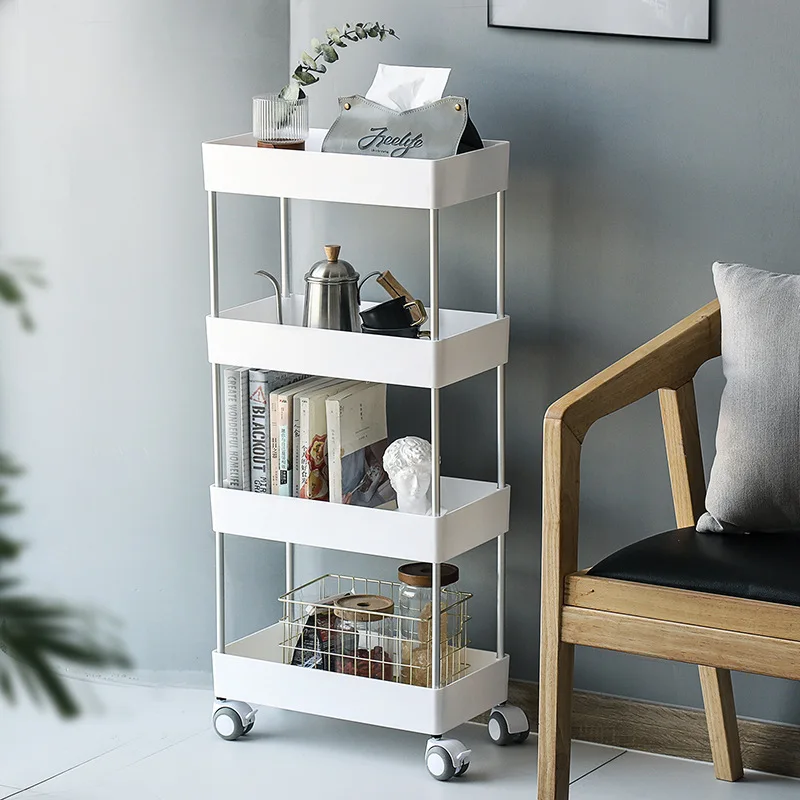  Goods For Kitchen Storage Rack Fridge Side Shelf wheel 2/3/4 Layer Removable With Wheels Bathroom O - 4000406221322