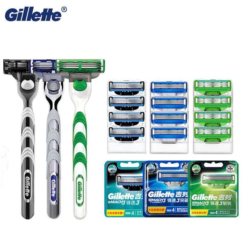 

Original Shaving Razor For Men Gillette Mach 3 Turbo Sensitive High Quality 3 Layer Blades Safety Male Shaving Face Care