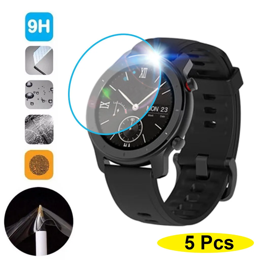 Ouhaobin, 5 шт., защита экрана из закаленного стекла для Amazfit gtr, 47 мм, Amazfit gtr, 42 мм, Смарт-часы, прозрачная закаленная пленка 927#2