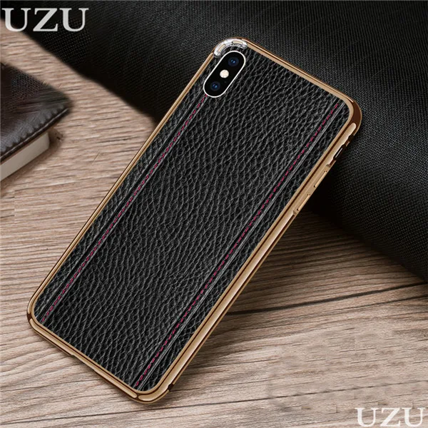 Case 2 Чехол из натуральной кожи личи для iphone 6, 6 S, 7, 8 Plus, X, XR, металлическая рамка, гибридный винтажный однотонный чехол для iphone 11 Pro, XS, Max, etui - Цвет: Case 2