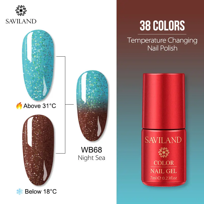 7ml WB68 Saviland 7 мл Тепловая температура изменение УФ-гель для ногтей изменение настроения Хамелеон Гель лак для ногтей цветной гель лак - Цвет: 7ml WB68