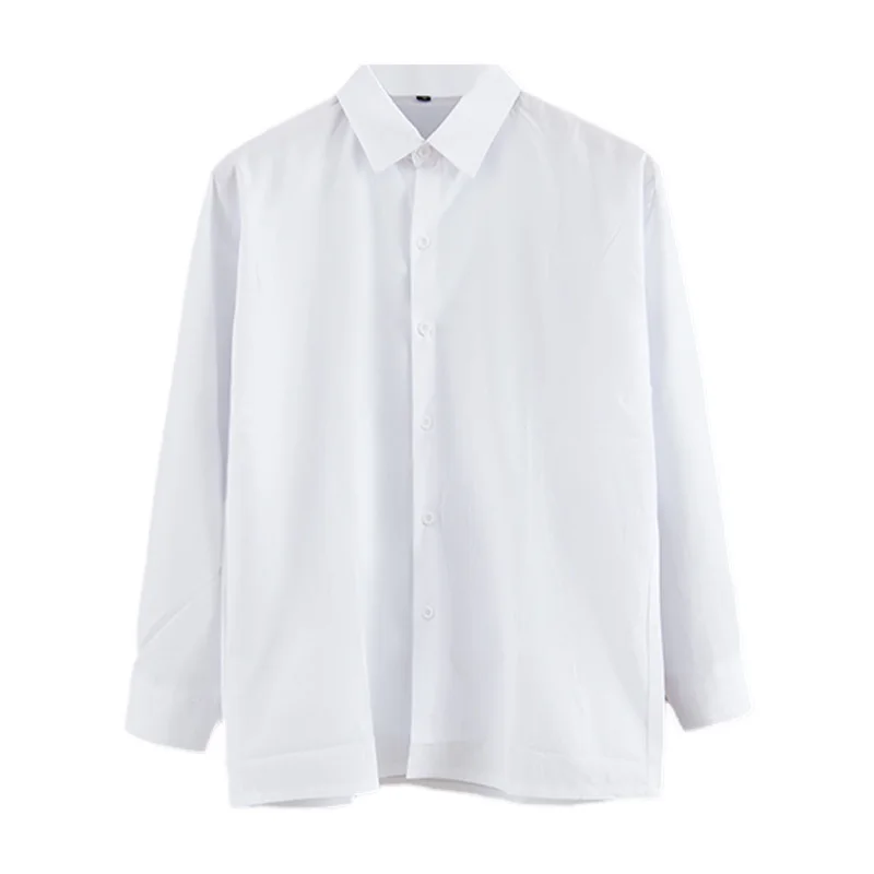 

Новинка, белая рубашка, Мужская Осенняя простая Однотонная рубашка в гонконгском стиле с длинными рукавами, модная Свободная Женская рубашка