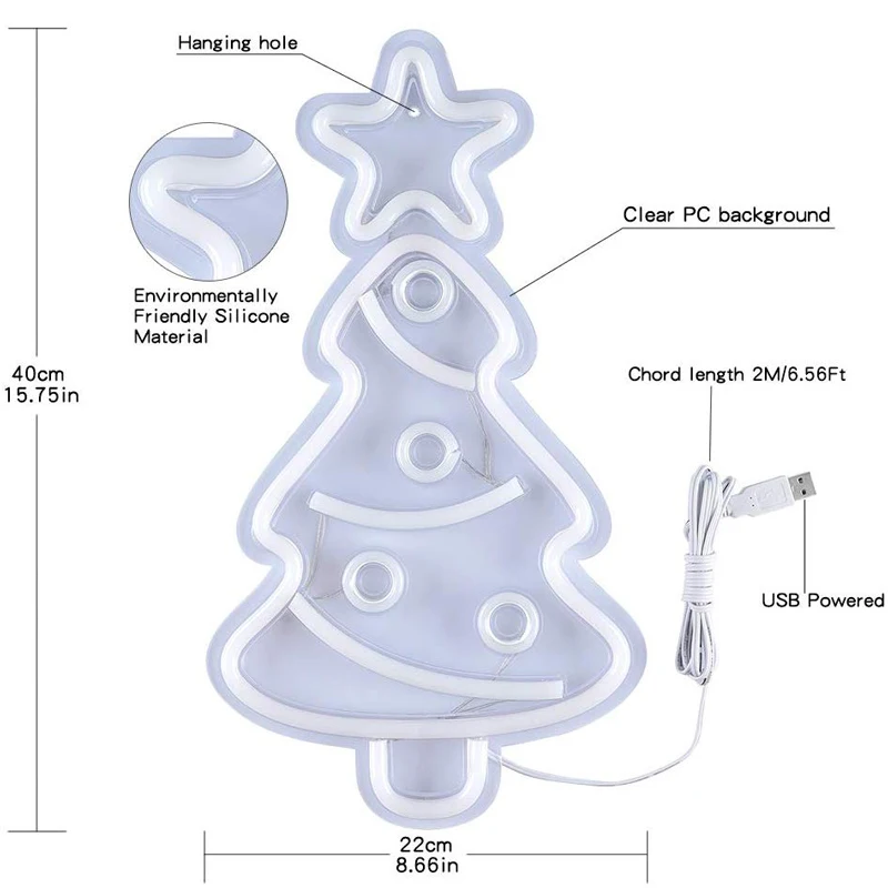 Креативный декоративный неоновый светодиодный светильник для украшения рождественской елки неоновый светильник Настенный декор художественный неоновый светильник s для домашнего декора вечерние подарки