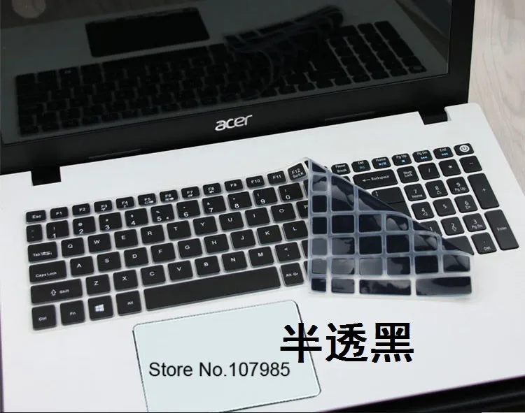 15,6 ''силиконовая клавиатура протектор кожного покрова для acer Aspire E15 E5 575G E5-575G V3-574G TMTX50 TMP259 F5 573G E5 552G 553G - Цвет: Black