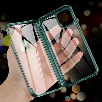 

LAPOPNUT 360 Degree Full Cover Phone Case for Iphone 11 Pro Max X Xs Xr Soft Silicone Back Cover with Tempered Glass Case Coque