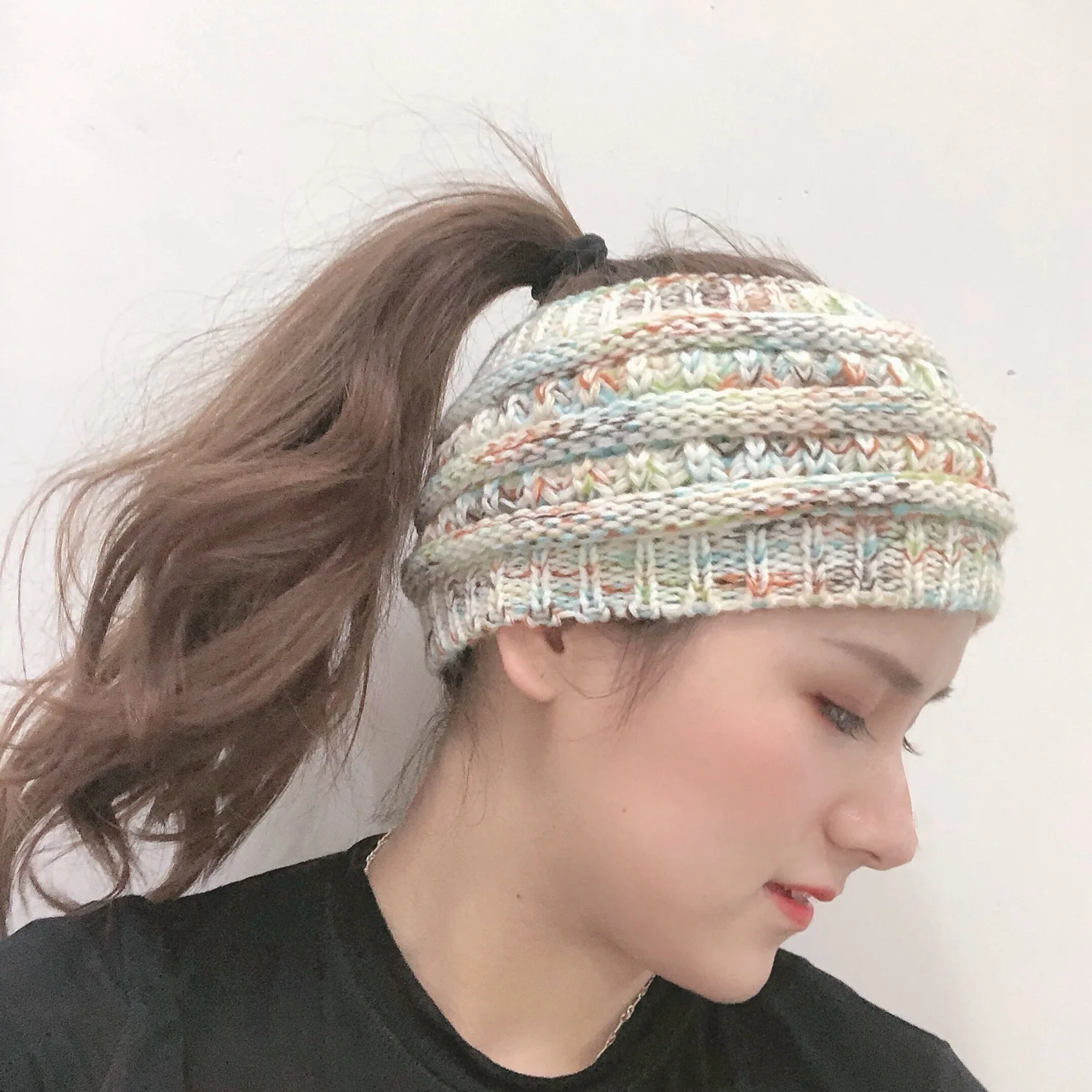 New Knitted Horsetail Cap in Autumn and Winter of Europe and America in