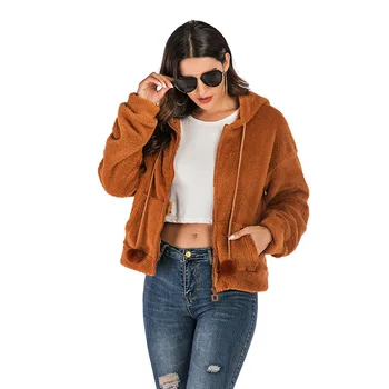 

Winter Wome Warm Hoodie Outwea Coat Fashionable and Lovely Plush Casual Coat Winter Women Coat