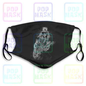 

Slash Drawn Rock Music Guns Velvet Roses Indie Sketch Revolver Washable Reusable Mask with 2Pcs PM2.5 Filters 5 Layers