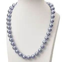 Уникальный модный синий жемчужное ожерелье 10 мм для собственными руками Сделай Сам круглый жемчуг в виде ракушки бусы с имитацией морского