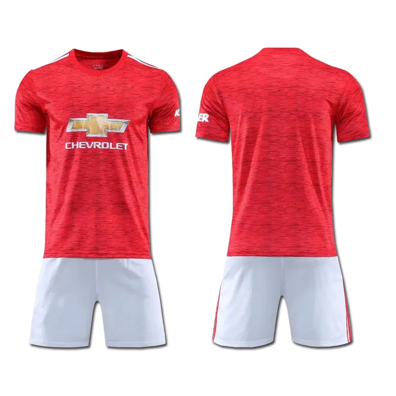 

2021 Red Men Customize Shirts RASHFORD Home Sets POGBA Away Black Adult Jerseys MARTIAL Boys Kits Adult Football Sets Uniform