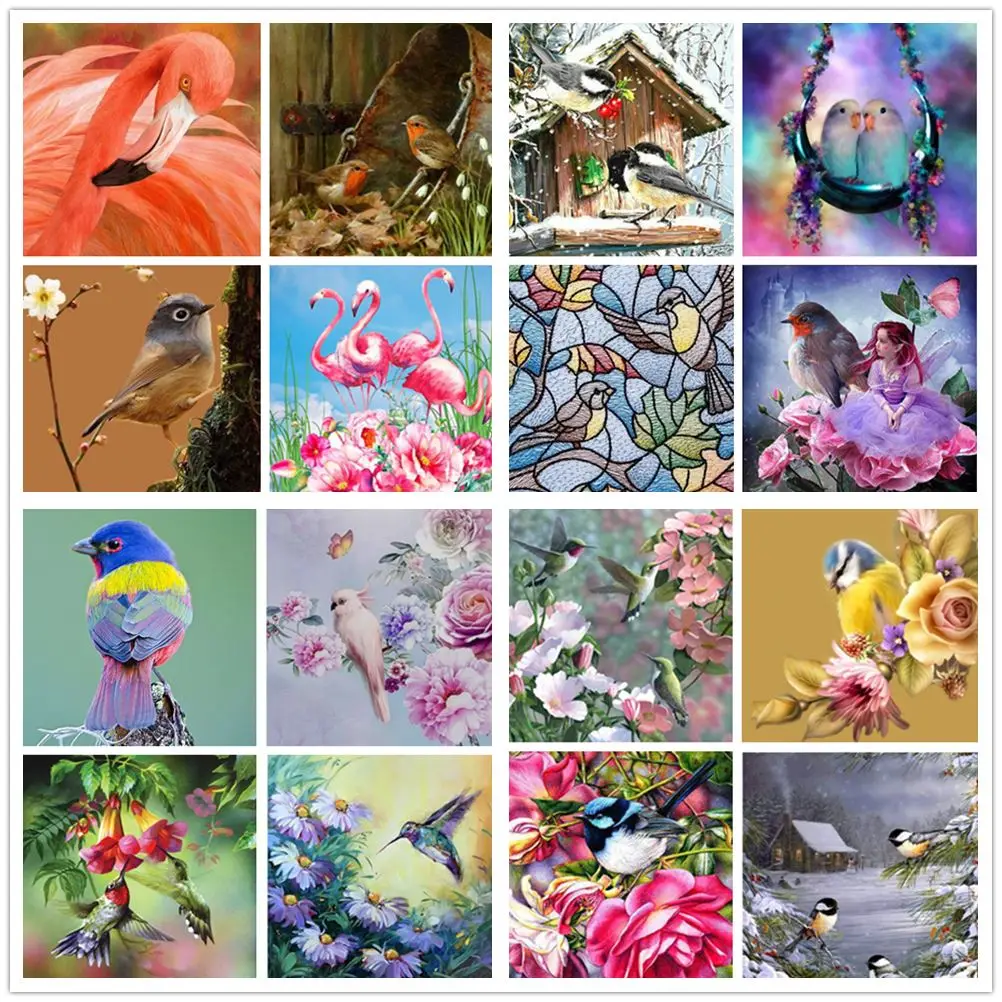 Алмазная 5D Вышивка сделай сам картины с желтыми птицами и цветами стразы мозаика