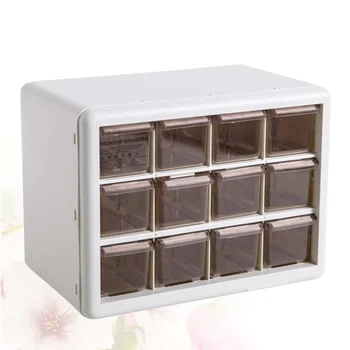 

1 Set of Transparent Multi - Lattice Mini Jewelry Box Desktop Drawer Jewelry Storage Cabinet(Milky)