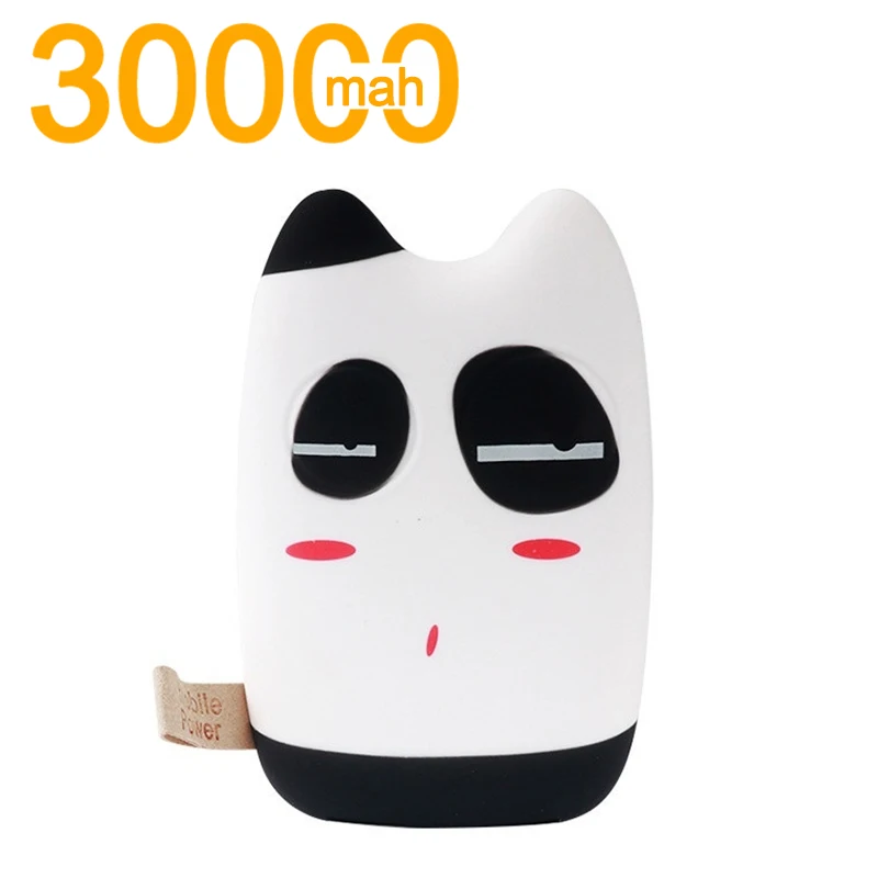 Power Bank 30000mAh Portable Charger Fast Powerbank Large-capacity Cute Cat External Battery Cartoon Mini Own Line Poverbank | Мобильные
