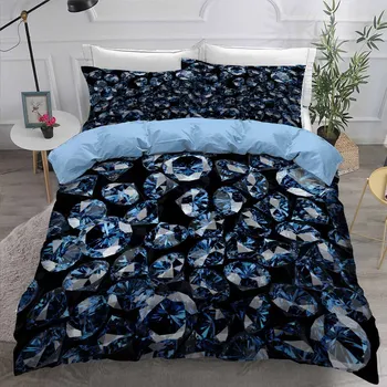 

Diamond Bedding Set Doona Bedroom Decor Hypoallergenic Quilt Cover Black Background 1PC Duvet Cover Pillowcase Dropship