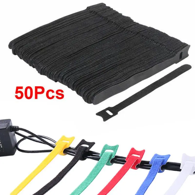 50pcs Straps Wrap Wire Organizer Cable Tie Rope Holder for Earphone Laptop 