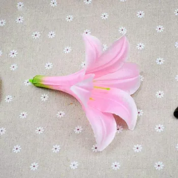 

30pcs Artifical Lily Flower Head 16cm Silk Flower for DIY Wedding Holiday Festival Party Home Room Decor Hair Accessories