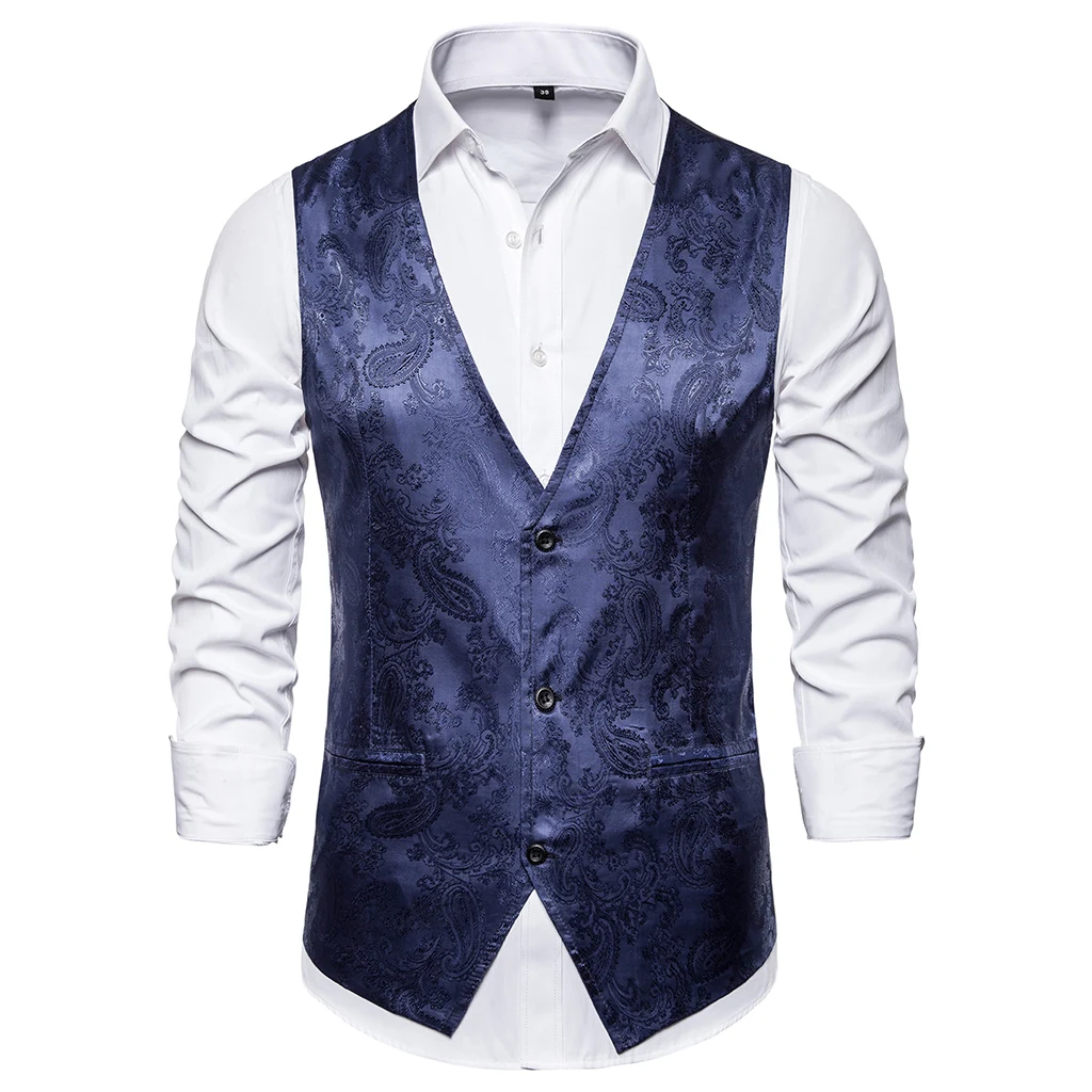 SHUJIN Luxury Gold Printed Steampunk Vest Men Brand Night Club Prom Suit Vest Men Waistcoat Wedding Formal Dress Vests for Men SHUJIN Luxury Gold Printed Steampunk Vest Men Brand Night Club Prom Suit Vest Men Waistcoat Wedding Formal Dress Vests for Men
