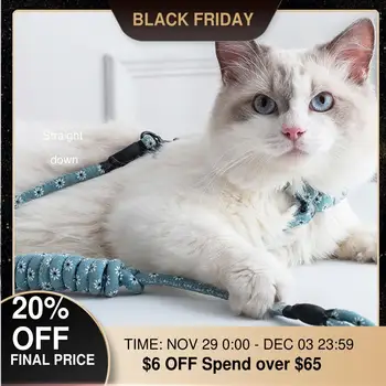 

Pet Cat Leash 2 Size Collar Chest Small Dog for Cats Chain Adjustable Harness Rope Nylon Kitten Outdoor Bull Terrier Accessories